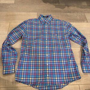 COTTON BROTHERS MENS LONG SLEEVE BUTTON SHIRT MEDIUM BLUE PLAID